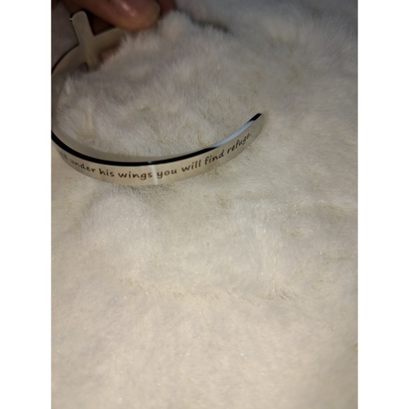 Psalm 91:4 Stainless Steel open cuff adjustable bracelet - - Picture 5 of 11